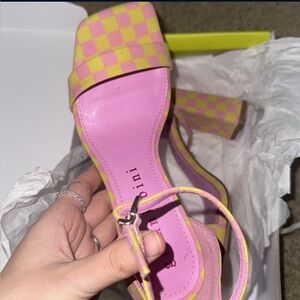 Gianni Bini Vibrant Pink and Yellow Heels